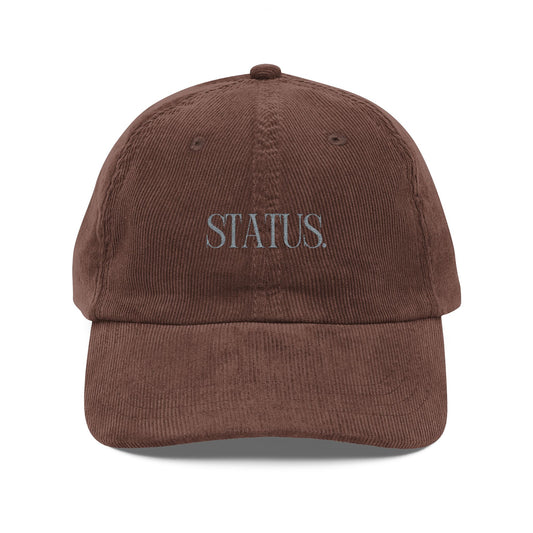 "STATUS" Velours Embroidered Cap — Brown - LA MARQUE 77