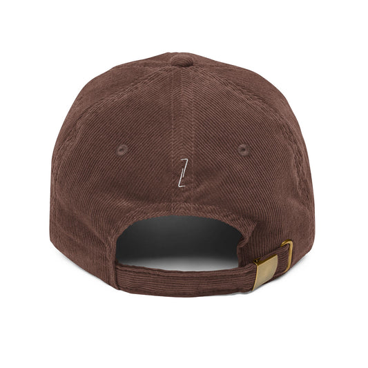 "STATUS" Velours Embroidered Cap — Brown