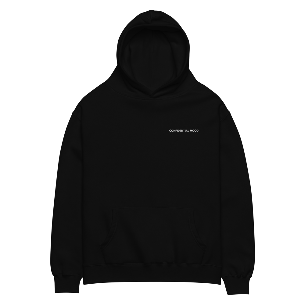 Confidential Mood Oversized Black Hoodie - Unisex