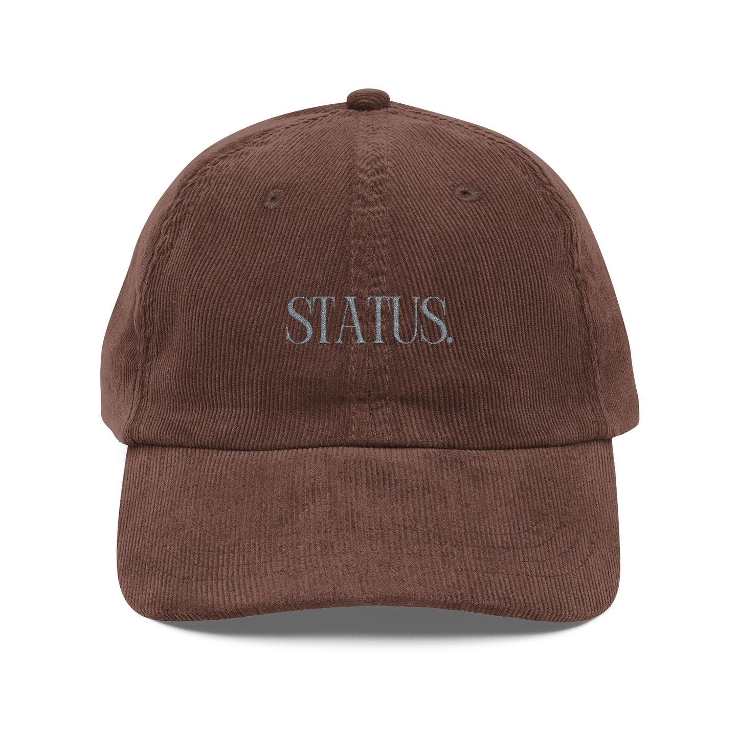 "STATUS" Velours Embroidered Cap — Brown - LA MARQUE 77