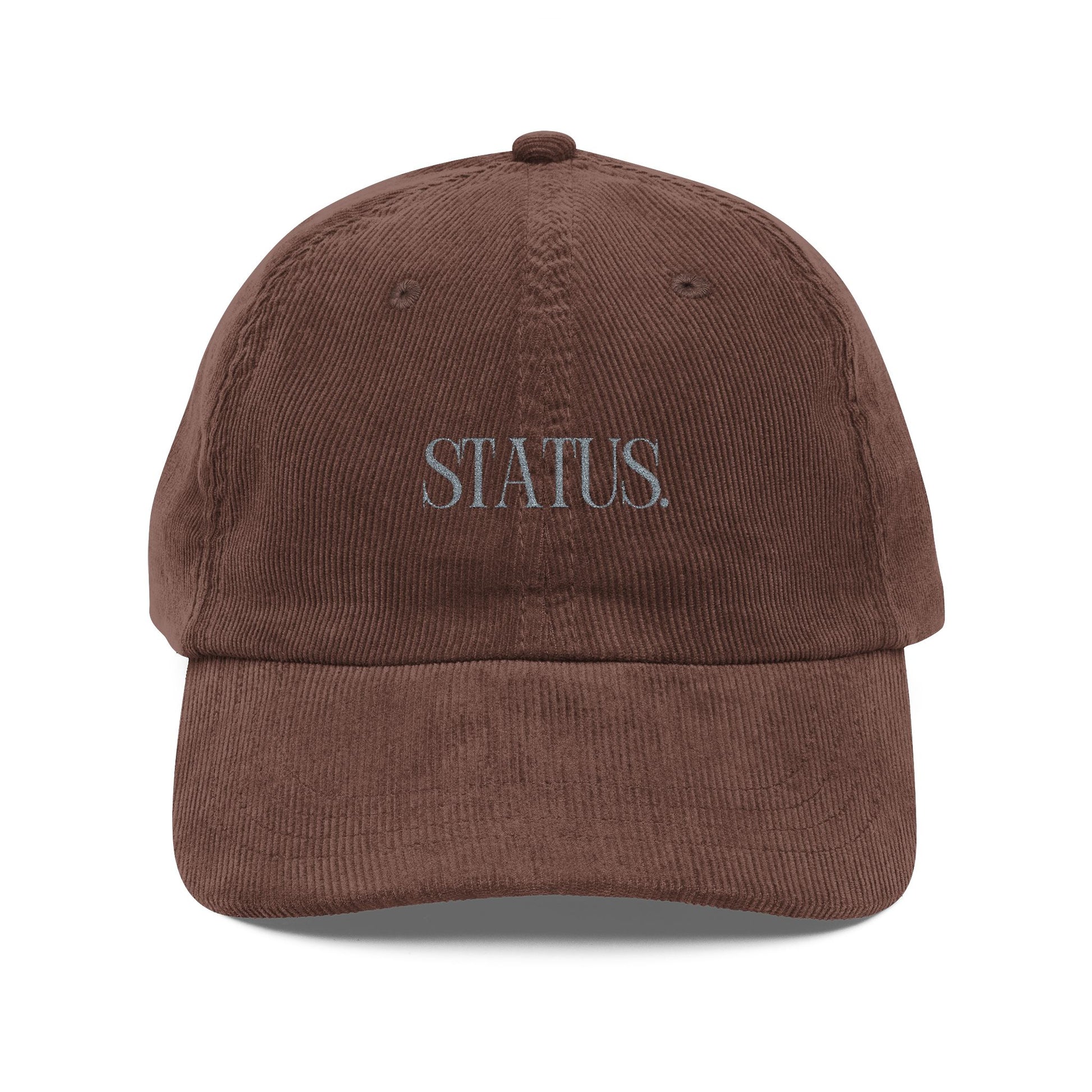 "STATUS" Velours Embroidered Cap — Brown - LA MARQUE 77